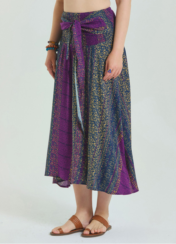 Purple Plus Size Skirt with Waist Tie 4596